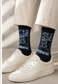 midnight Glitch | Crew Socks view 3