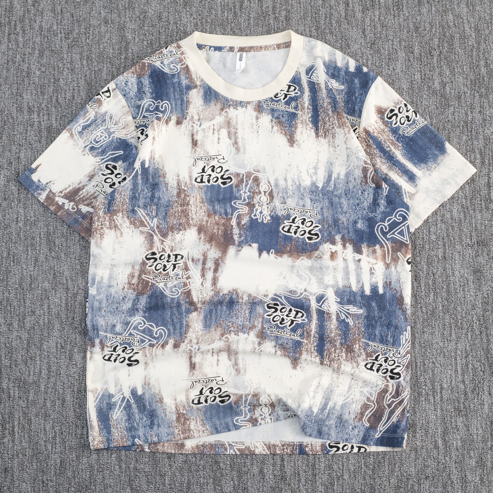 “Sold Out” Abstract Print Oversized T-Shirt